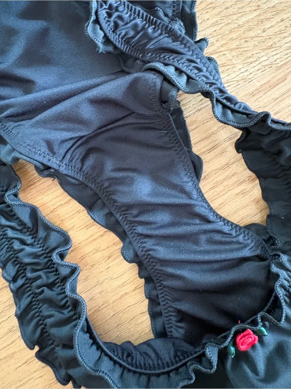 Frankie’s Bikinis Black Ruffled Bikini set